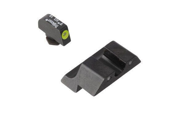 Trijicon HD XR Glock night sights feature a blacked out rear sight with wide U-notch and hi-vis yellow front sight with tritium inserts.
